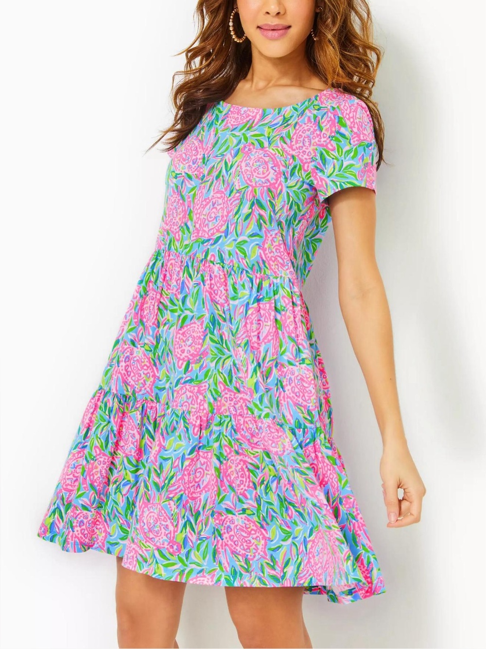 Lilly Pulitzer Women’s Geanna Swing Tiered Dress Frenchie Blue Turtley In Love S